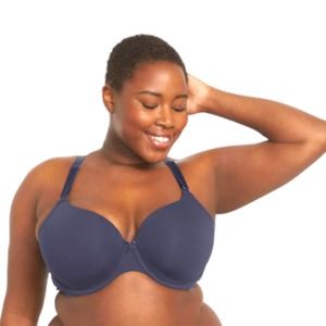 NWOT CACIQUE NAVY LACE BACK COTTON LIGHTLY LINED T-SHIRT BRA sz 38DDD